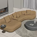 Baxter Piaf Multiplayer Sofa Curved Sofa 3d model