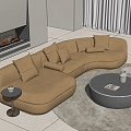 Baxter Piaf Multiplayer Sofa Curved Sofa 3d model