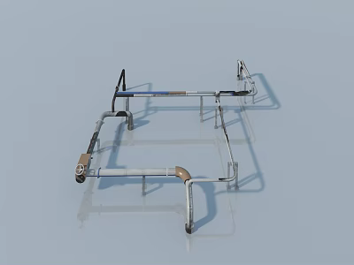Swing Door Frame Structure With Metal Hinges And Support Components 3d model