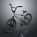 Silver Frame BMX Bicycle With Black Handlebars Seat And Wheels On Reflective Surface 3d model