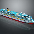 Luxury Cruise Yacht Exterior With Blue Decks And Red Hull