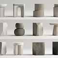 Modern Minimalist Stools Featuring Various Geometric Shapes And Concrete Designs 3d model