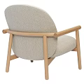 Comfortable Leisure Chair With Wooden Armrests And Light Beige Upholstered Seat