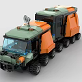 Orange And Green Building Blocks Rover With Satellite Dish And Wheels