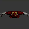 Game and Movie Character 3D Model With Red Yellow Armor Silver Armored Parts Standing Pose