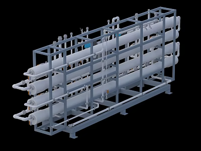 Industrial Equipment With Metal Frame And Tubular Components For Processing Systems 3d model