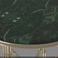 Modern Round Side Table With Green Marble Top And Geometric Metal Legs