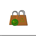 Eco Friendly Orange Reusable Shopping Bag With White Handles Green Leaf Logo And Recycle Symbol