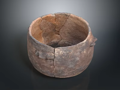 Ancient Handcrafted Pottery Sculpture With Cracked Surface And Rustic Design Details 3d model