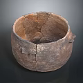 Ancient Handcrafted Pottery Sculpture With Cracked Surface And Rustic Design Details