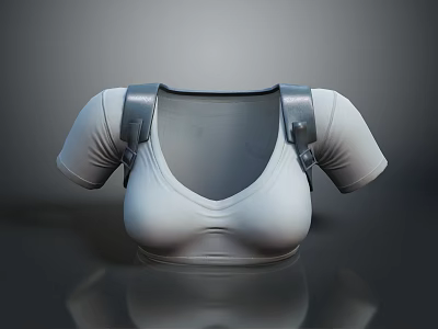White Daily Necessities Top With Shoulder Straps For Comfortable Supportive Wear 3d model