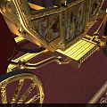 Antique Ornate Carriage With Gold Accents Red Black Design And Large Wheels