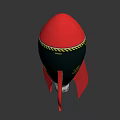 Red Black Rocket Bomb Featuring Yellow Warning Stripes Atomic Symbol Red Fins Silver Base