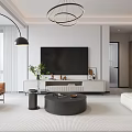 Modern Living and Dining Room Interior With Beige Sofa Coffee Table Artwork And Floor Lamp