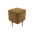 Stylish Orange Velvet Ottoman with Black Metal Legs for Living Room Decor