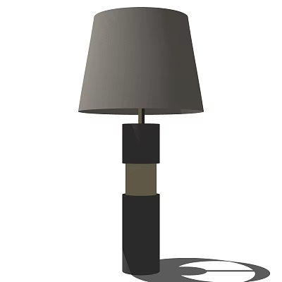 Modern Stylish Table Lamp With Gray Fabric Shade And Black Brown Column Base 3d model