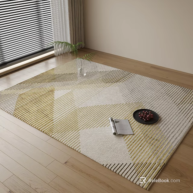 Square Geometric Pattern Rug In Modern Living Space 3d model