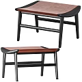 Sofa stool Bed end stool Shoe changing stool Bench set 3d model
