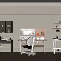 Modern Home Office Desks With Ergonomic Chair Lamp Books And Decorative Shelves