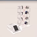 Transparent Mechanical Structure With White Control Panel And Red Connecting Lines 3d model