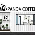 Panda Coffee Shop Exterior with Container Design Panda Logo and Glass Windows