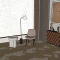 Modern Leisure Chair Side Table Floor Lamp Leisure Chair 3d model