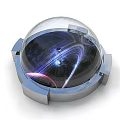 Futuristic Transparent Sphere Design With Metallic Base And Inner Scenic Light Effects