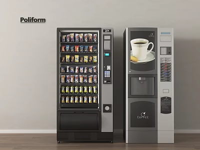 Poliform Commercial Refrigerator Freezer Vending Machines With Beverage And Coffee Options 3d model