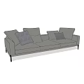 Gray Three Seater Sofa With Pillows And Black Legs Modern Design 3d model