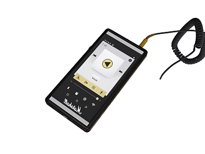 Marley Portable Digital Audio Player With Play Button Interface And Coiled Cable 3d model