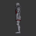 Medieval Knight Full Body Armor With Red Heart Emblem And Metal Design In Standing Pose