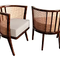 Stylish Rattan Accent Chair with Wooden Frame and Upholstered Seat Modern Design for Home Decor
