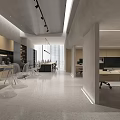 Modern Public Office Space Design With Open Layout Work Desks And Lighting 3d model