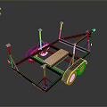Black Metal Utility Trailer Frame With Wooden Base And Support Stands