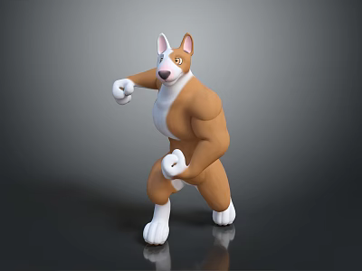 Muscular Dog Character 3D Model With Standing Pose And Strong Physique Figure 3d model