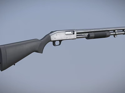 Modern Pump Action Shotgun Design With Black Stock And Silver Barrel Features 3d model