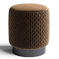 Brown and White Honeycomb Textured Upholstered Sofa Stools With Sturdy Base