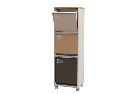 Public Facility Multi Layer Color Coded Waste Sorting Trash Bin With Wheels 3d model