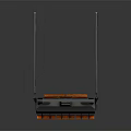 Industrial Station Structure With Tall Gray Pillars And Orange Platform Sections