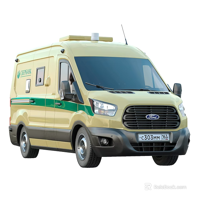 Yellow and Green SPAS Ambulance Van With Emergency Medical Rescue Equipment 3d model 