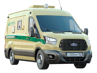 Yellow and Green SPAS Ambulance Van With Emergency Medical Rescue Equipment 3d model
