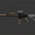 Tactical Rifle With Scope And Accessories Brown Black Finish Barrel Adjustable Stock