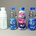 Assorted Beverage Bottles Including White Transparent With Blue Caps And Colorful Sports Energy Labels