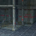 Industrial Indoor Area Featuring Concrete Columns Metal Railings Ladders And Grid Floor