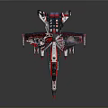 Colorful Cosmic Aerospace Fighter Model With Complex Patterns On Dark Background