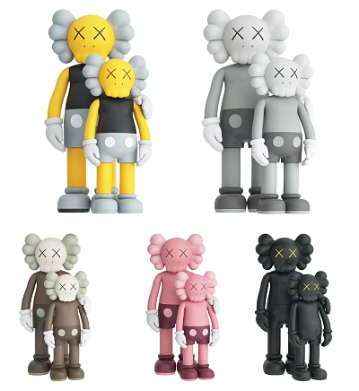 Colorful Kaws Style Figurines With Big Small Sizes And XX Eyes 3d model