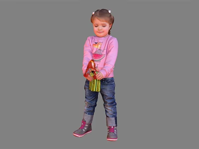 Modern children's cartoon girl with wallet 3d model