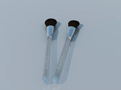 Two SEPHORA Makeup Brushes With Dark Bristles And Transparent Handles 3d model