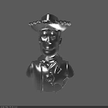 Silver Cowboy Sheriff Bust With Detailed Hat And Star Badge Decorative Figurine