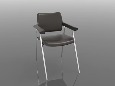 Modern Sleek Leather Upholstered Chair With Chrome Metal Frame And Armrests 3d model